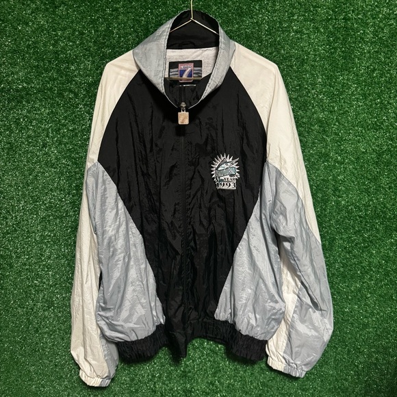 Vintage Black and Gray Windbreaker Jacket florida marlins inaugural season - Picture 1 of 5